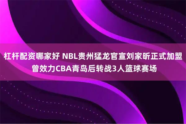 杠杆配资哪家好 NBL贵州猛龙官宣刘家昕正式加盟 曾效力CBA青岛后转战3人篮球赛场