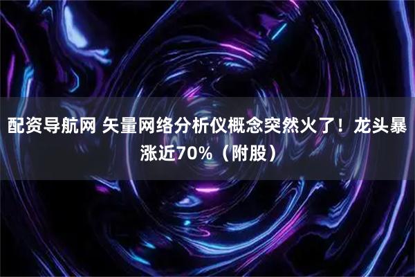 配资导航网 矢量网络分析仪概念突然火了！龙头暴涨近70%（附股）